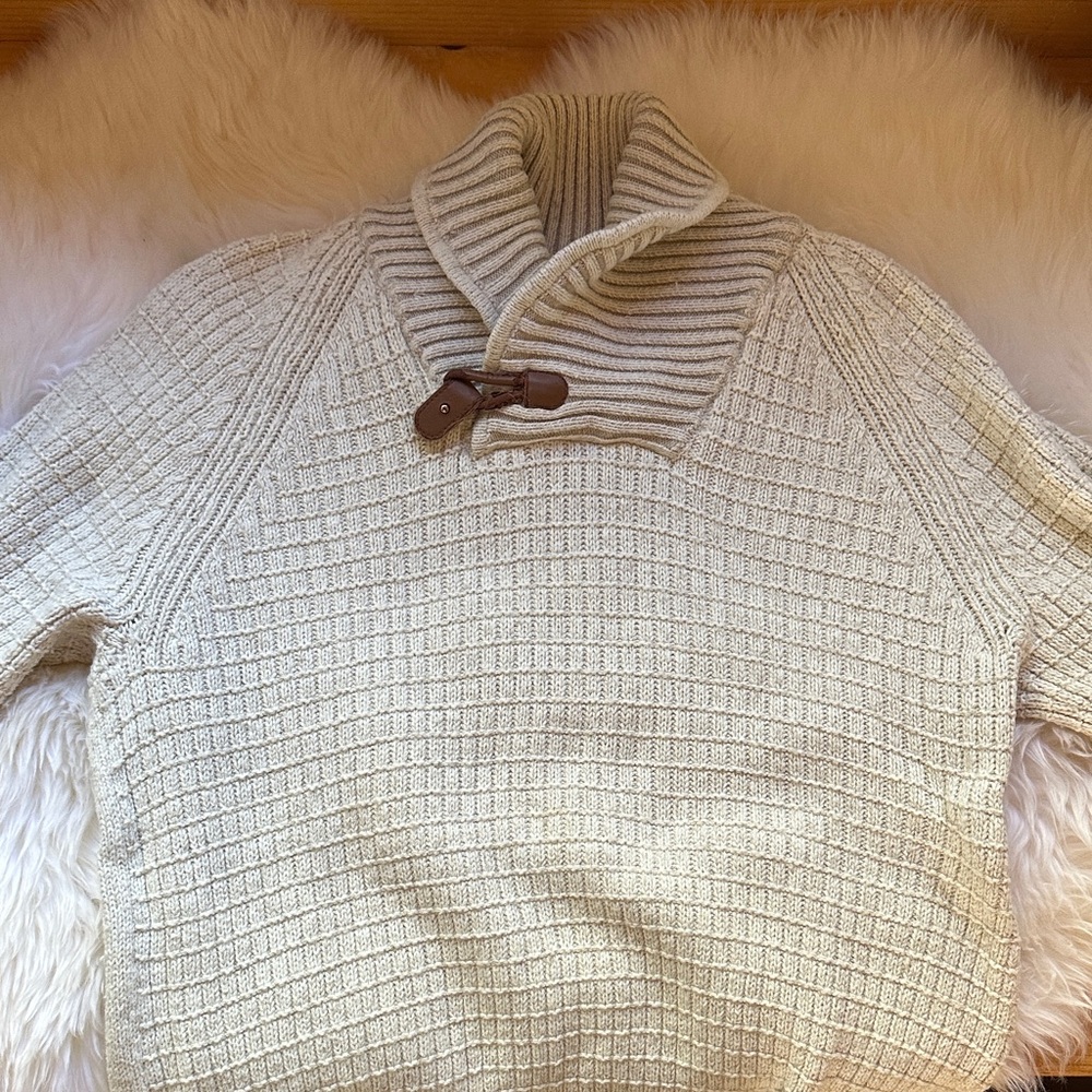 H&M Cream Turtleneck Sweater with Button Detail